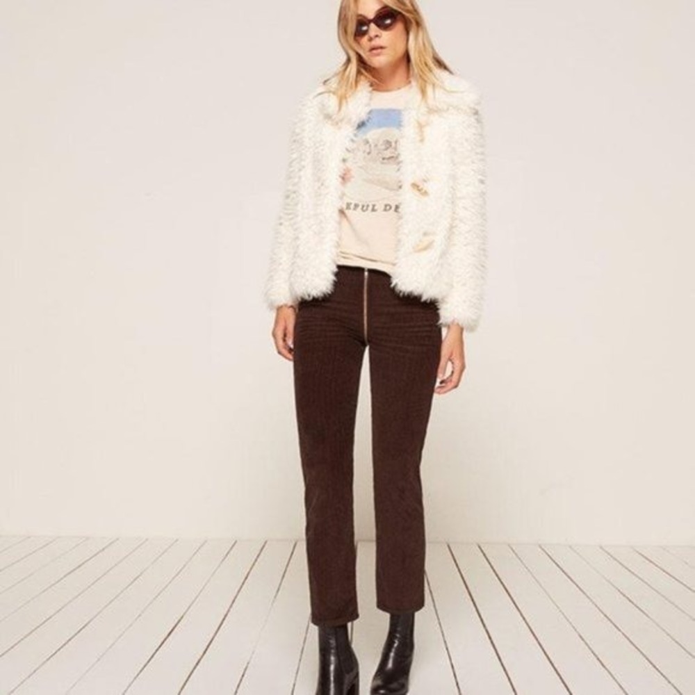 Reformation Bruno Corduroy Zipper Pant Brown in Women’s Small